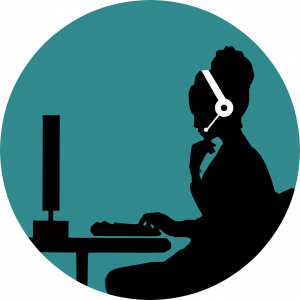 illustrated woman in a call center