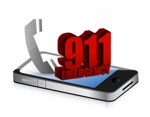 911 emergency and cell phone illustration